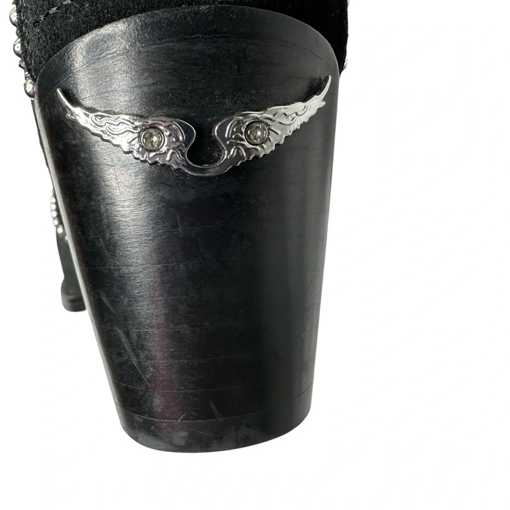 Zadig & Voltaire Molly Black Suede Stud Piping Bootie EU 37/US 6